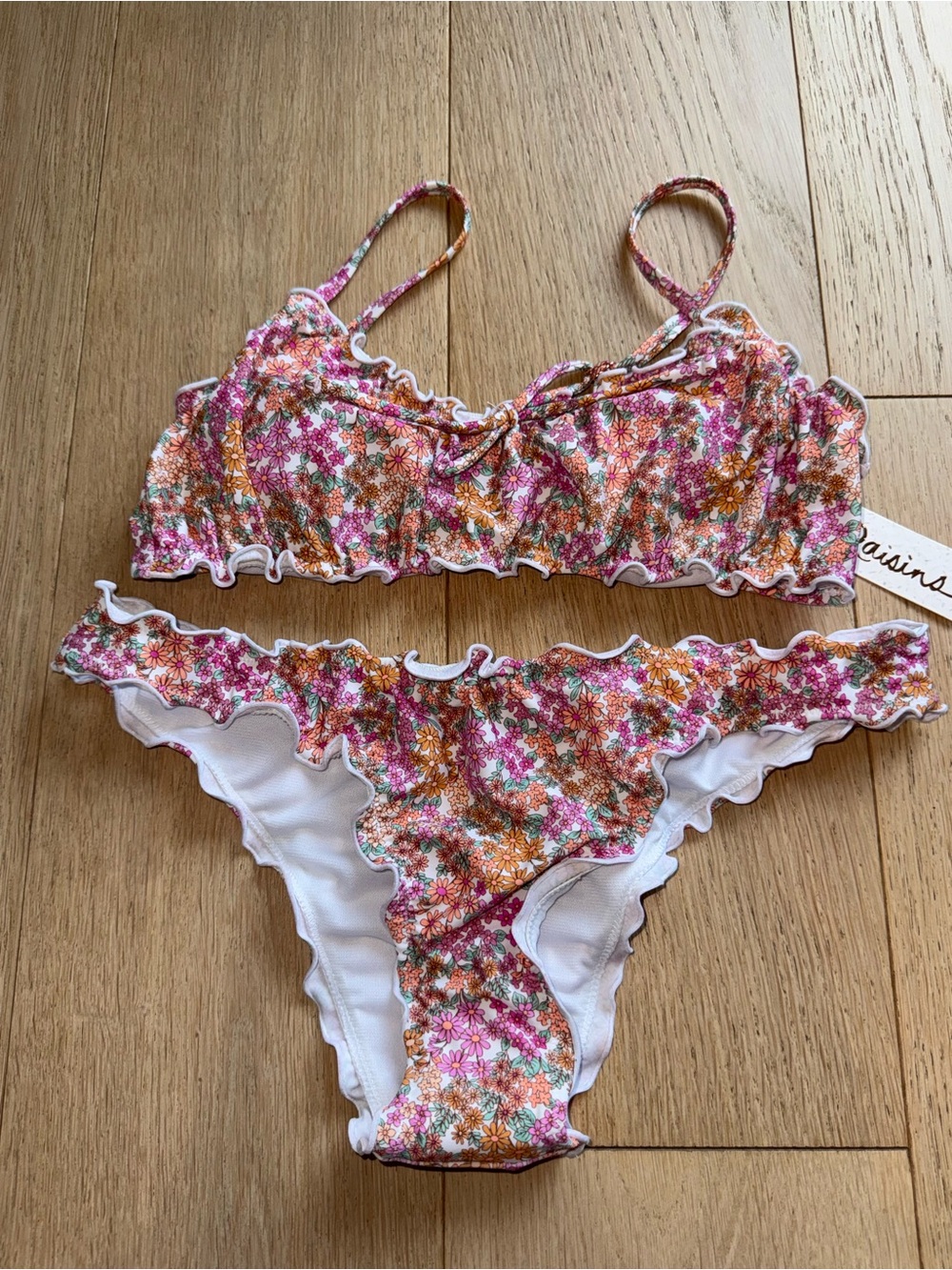 Raisins Floral Ruffle Bikini Set Pink Orange Green Cheeky Two Piece Swimsuit